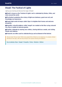 Free Diwali Poster | Class 4 | EVS / Moral Education | BookFlik