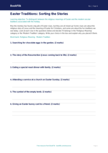Free Easter Activity Sheet | Class 4 | EVS / Moral Education | BookFlik