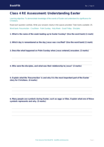 Free Easter Assessment | Class 4 | EVS / Moral Education | BookFlik
