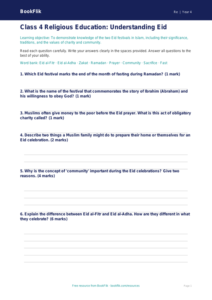 Free Eid Assessment | Class 4 | EVS / Moral Education | BookFlik