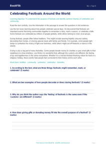 Free Festivals Comprehension | Class 4 | EVS / Moral Education | BookFlik
