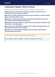 Free Festivals Poster | Class 4 | EVS / Moral Education | BookFlik
