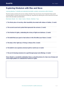 Free Hinduism Activity Sheet | Class 4 | EVS / Moral Education | BookFlik
