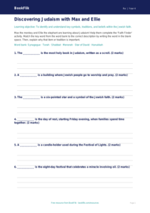Free Judaism Activity Sheet | Class 4 | EVS / Moral Education | BookFlik