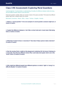 Free Moral Questions Assessment | Class 4 | EVS / Moral Education | BookFlik