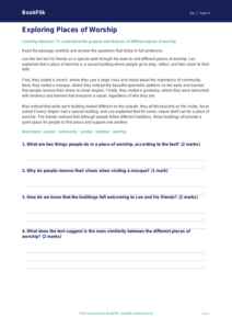Free Places Of Worship Comprehension | Class 4 | EVS / Moral Education | BookFlik