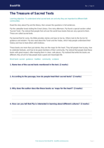Free Sacred Texts Comprehension | Class 4 | EVS / Moral Education | BookFlik