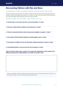 Free Sikhism Activity Sheet | Class 4 | EVS / Moral Education | BookFlik