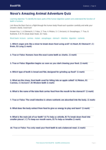 Free Animals Including Humans Quiz | Class 4 | Science | BookFlik