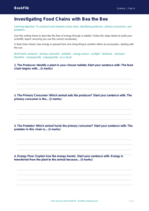 Free Food Chains Writing Frame | Class 4 | Science | BookFlik