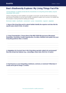 Science living things template class 4 core