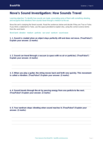 Free Sound Activity Sheet | Class 4 | Science | BookFlik