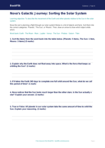 Free Space Activity Sheet | Class 4 | Science | BookFlik