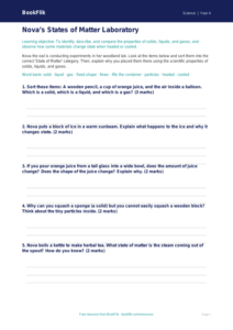 Free States Of Matter Activity Sheet | Class 4 | Science | BookFlik