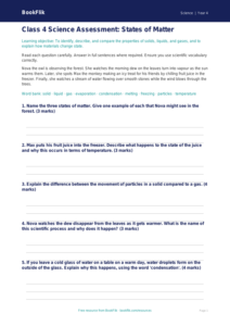 Free States Of Matter Assessment | Class 4 | Science | BookFlik