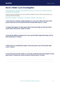 Free Water Cycle Worksheet | Class 4 | Science | BookFlik
