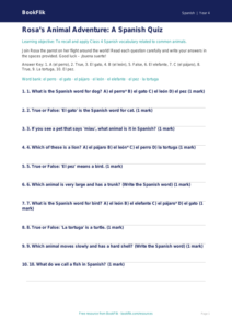 Free Spanish Animals Quiz | Class 4 | BookFlik