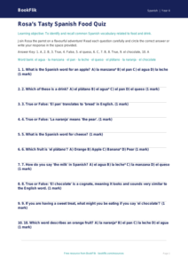 Spanish food quiz class 4 core
