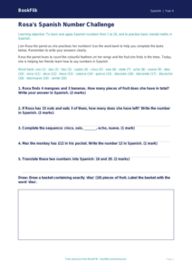 Spanish numbers worksheet class 4 core
