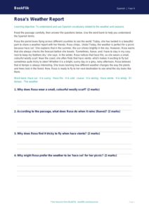 Free Spanish Weather Comprehension | Class 4 | BookFlik
