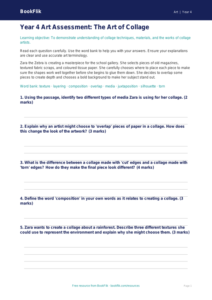 Free Collage Assessment Worksheet | Year 4 Art | BookFlik