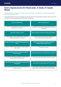Free Monet Flashcards | Year 4 Art History | BookFlik
