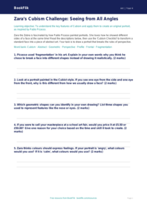 Free Picasso Activity Sheet | Year 4 Core | BookFlik
