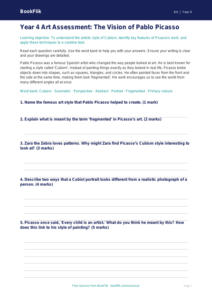 Free Picasso Assessment | Year 4 Core | BookFlik