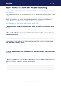 Free Printmaking Assessment | Year 4 Core | BookFlik