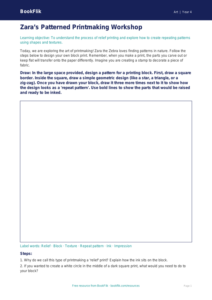 Free Printmaking Drawing Sheet | Year 4 Core | BookFlik