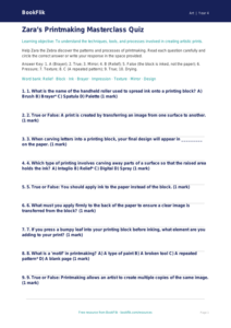 Free Printmaking Quiz | Year 4 Core | BookFlik