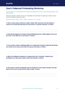 Free Printmaking Worksheet | Year 4 Core | BookFlik