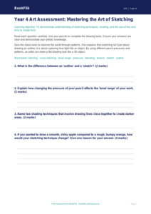 Free Sketching Assessment | Year 4 Core | BookFlik