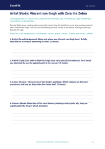 Free Van Gogh Template | Year 4 Core | BookFlik
