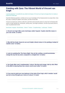 Free Van Gogh Worksheet | Year 4 Core | BookFlik