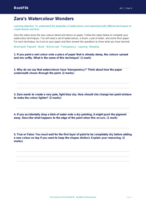 Free Watercolour Activity Sheet | Year 4 Core | BookFlik