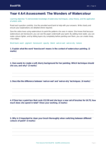 Free Watercolour Assessment | Year 4 Core | BookFlik