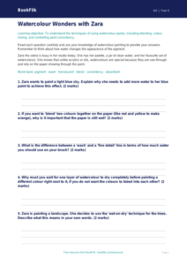 Free Watercolour Worksheet | Year 4 Core | BookFlik