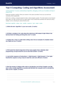 Free Coding Assessment | Year 4 Core | BookFlik