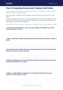 Free E-Safety Assessment | Year 4 Core | BookFlik
