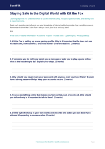 Free Internet Safety Worksheet | Year 4 Core | BookFlik