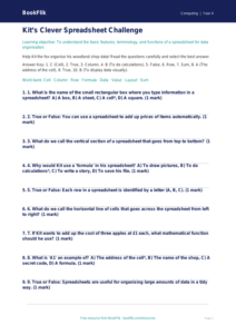 Free Spreadsheets Quiz | Year 4 Core | BookFlik