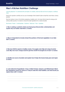 Free Cooking Nutrition Worksheet | Year 4 Core | BookFlik