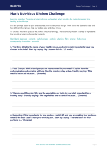 Free Cooking Nutrition Writing Frame | Year 4 Core | BookFlik