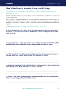 Free Levers And Pulleys Worksheet | Year 4 Core | BookFlik