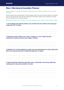 Free Mechanisms Worksheet | Year 4 Science Template | BookFlik