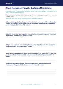 Free Mechanisms Worksheet | Year 4 Core | BookFlik