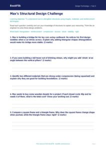 Free Structures Worksheet | Year 4 Science | BookFlik