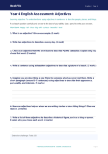 Free Adjectives Worksheet | Year 4 English | Download Now