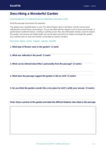 Free Adjectives Comprehension | Year 4 Core | BookFlik